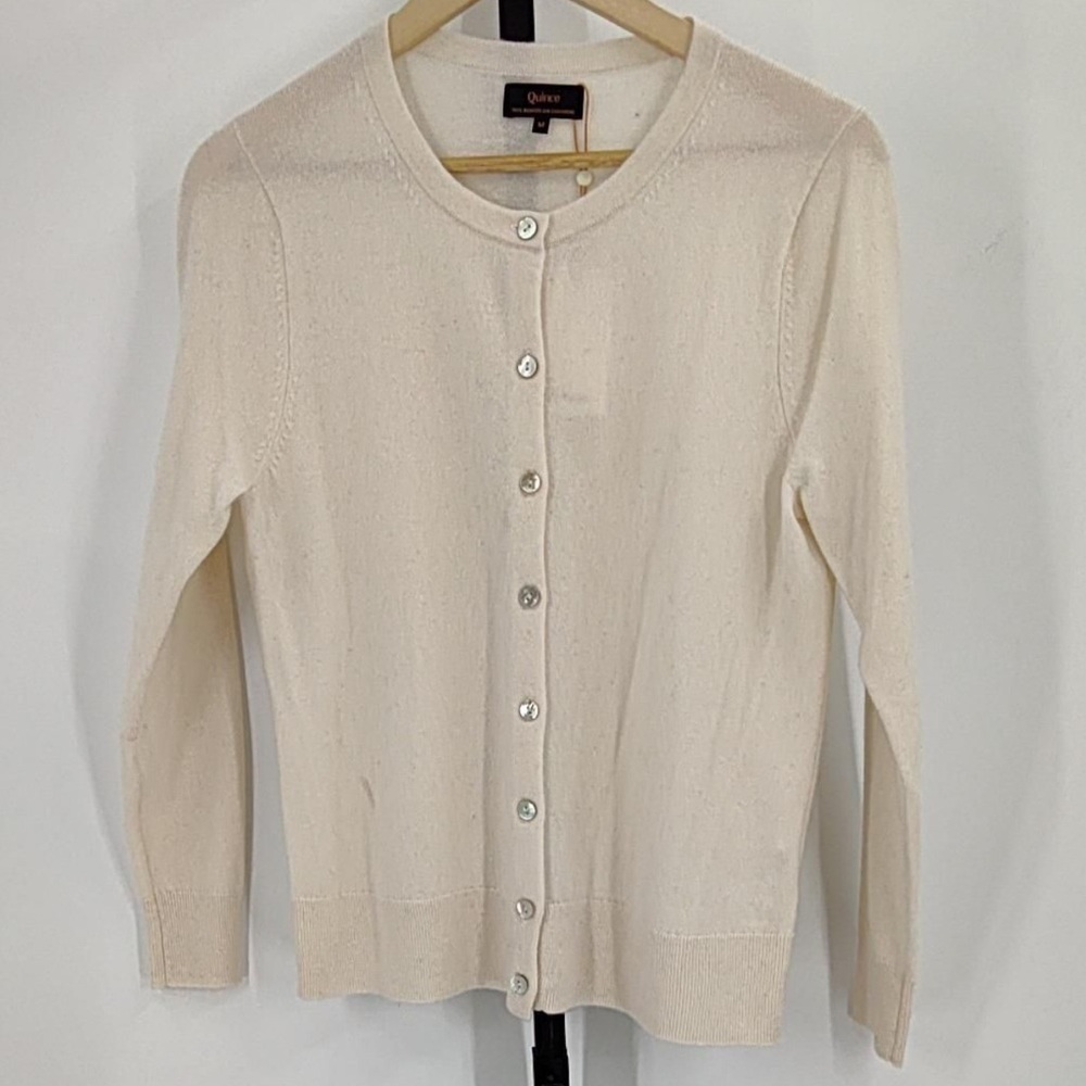 Quince Ivory Mongolian Cashmere Cardigan Sweater - M NWT